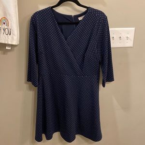 NWT loft plus navy blue v neck dress